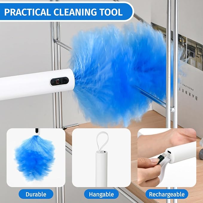 Electric Duster Brush, Rechargeable 360° Spin Electric Feather Duster Cleaner - Image 4