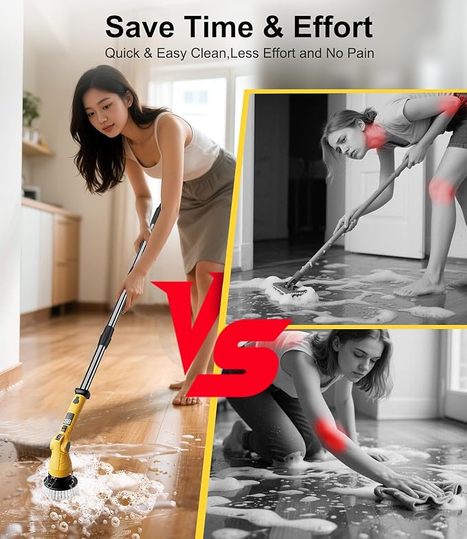 Electric Spin Scrubber with 8 Replaceable Brush Heads 6 Adjustable Angle - Image 3