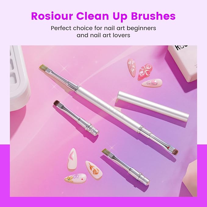 Nail Clean Up Brush, Double-Ended Flat & Fine Angled Acetone Resistant Nail - Image 8