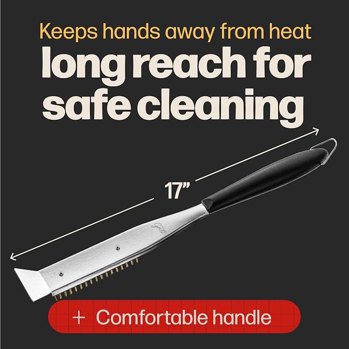 Hans Grill 2-in-1 Pizza Oven Brush & Scraper | Dual-Purpose Pizza Stone Brush - Image 2
