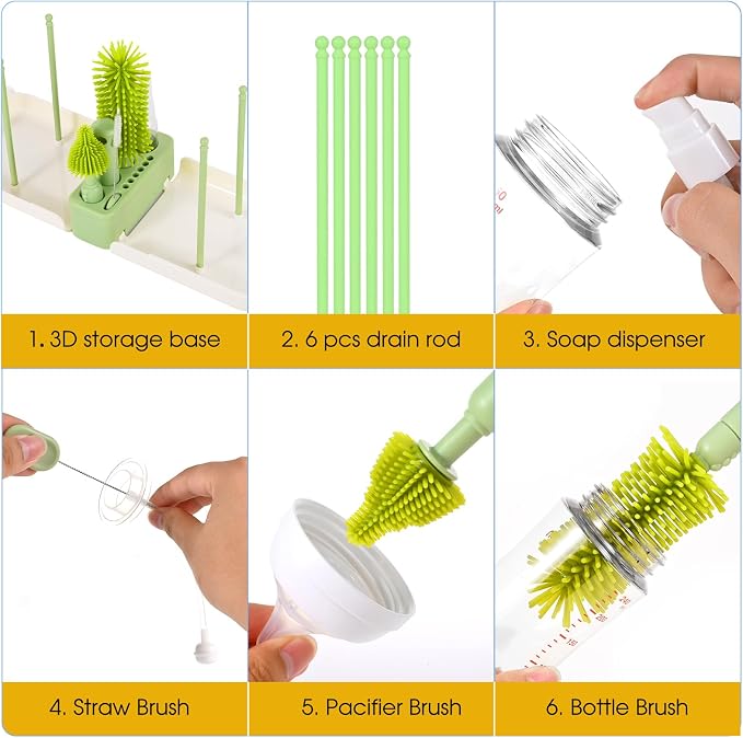 Travel Baby Bottle Cleaner Kit，7-in-1 Baby Bottle Brush Set - Image 4