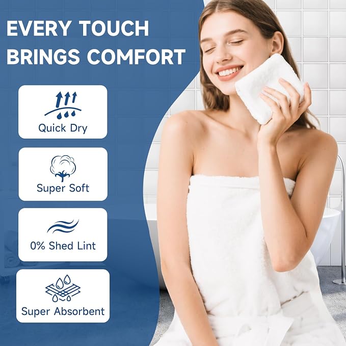 40 Pack White Coral Velvet Washcloths Bulk, Highly Absorbent and Soft Face - Image 3