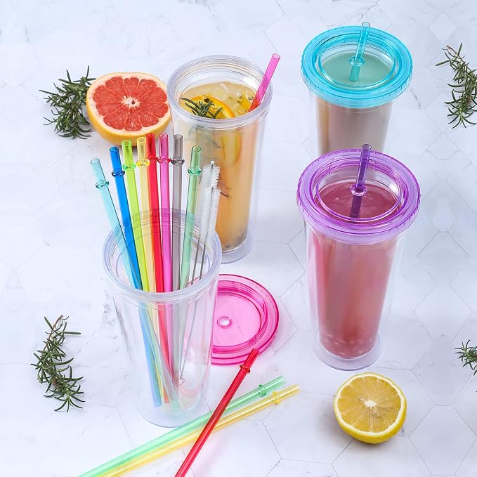 24 PCS, Reusable Straws with 4 Brushes, 10.5" Long Tritan Hard Plastic Straws - Image 5