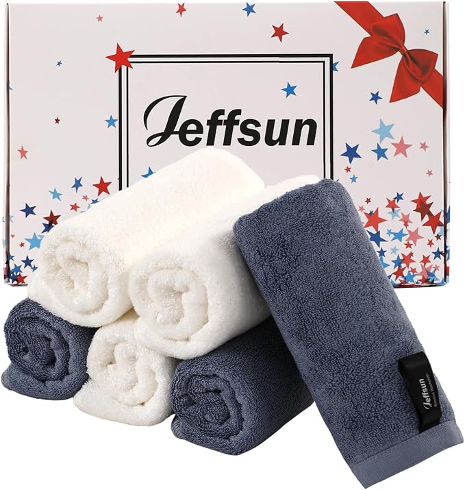Wash Cloths 6 Pack, Super Soft and Gentle Face Towel on Sensitive Skin by Jeffsun