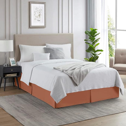 Nestl Rust Bed Skirt King Size - King Bed Skirt 14 Inch Drop - Brushed Microfiber Bed Skirts - Hotel Quality Pleated Bed Skirt - Shrinkage & Fade Resistant
