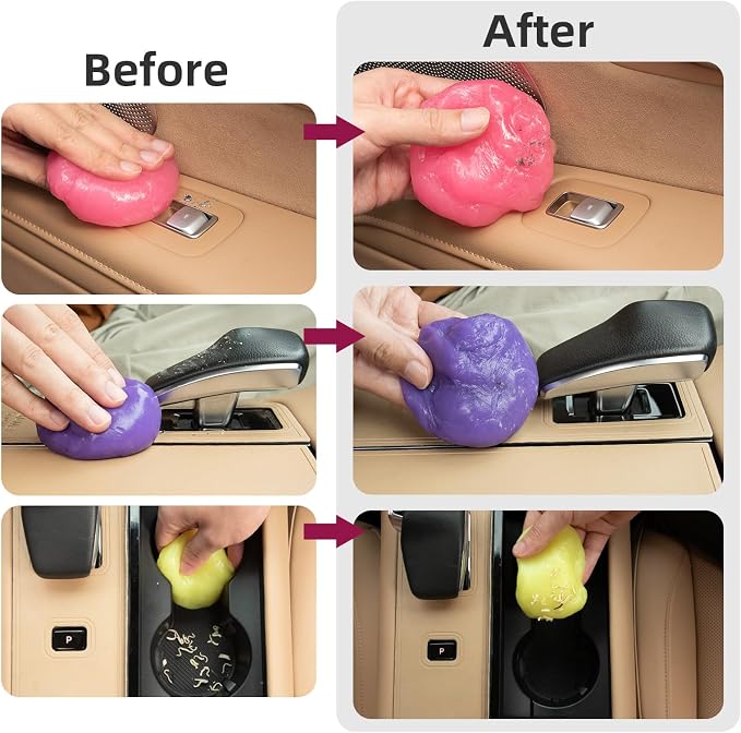 COLORCORAL 4 Pack Car Cleaning Gel Reusable Auto Slime Cars Cleaner Dust - Image 6