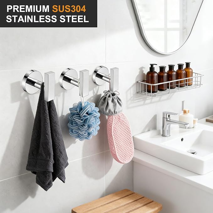 Nolimas Towel Hooks for Bathrooms, Chrome Polished Towel Hook for Kitchen - Image 3