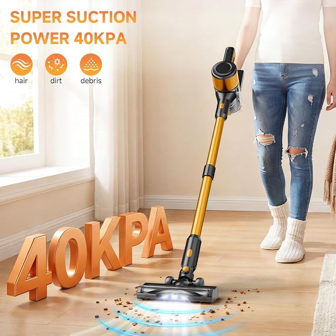 Cordless Vacuum Cleaner, 8 in 1 40Kpa 55Mins, Lightweight Vacuum Cleaners - Image 2