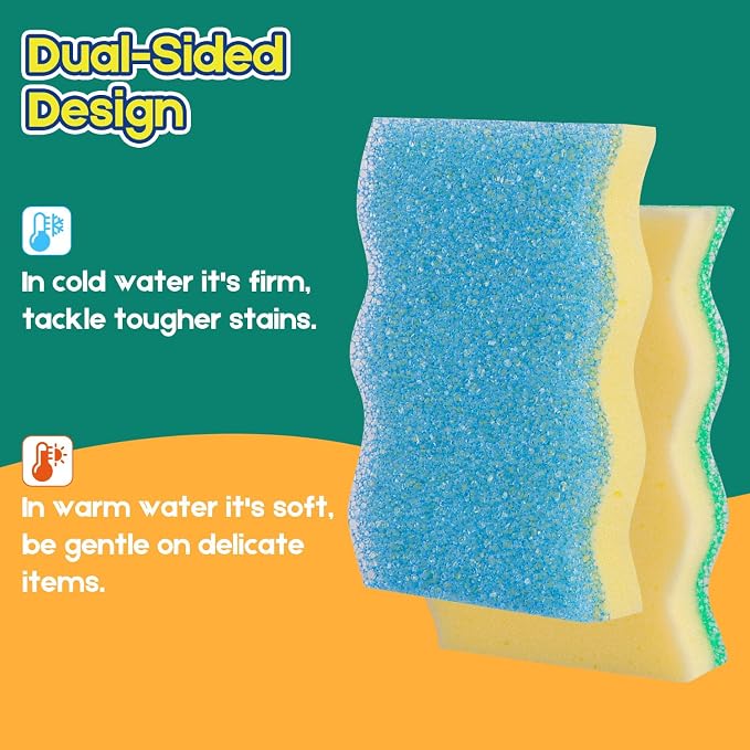 Scrub Sponge, 8 Pack Dual-Sided Temperature-Responsive Scrubber - Image 2