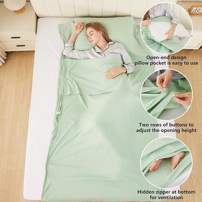Sleeping Bag Liner Camping Adult Sleep Sack Lightweight Travel Sheet for Hotel Bed Compact Ultralight Essential Cleaning Supplies Kit Travel Bedding Set for Backpacking