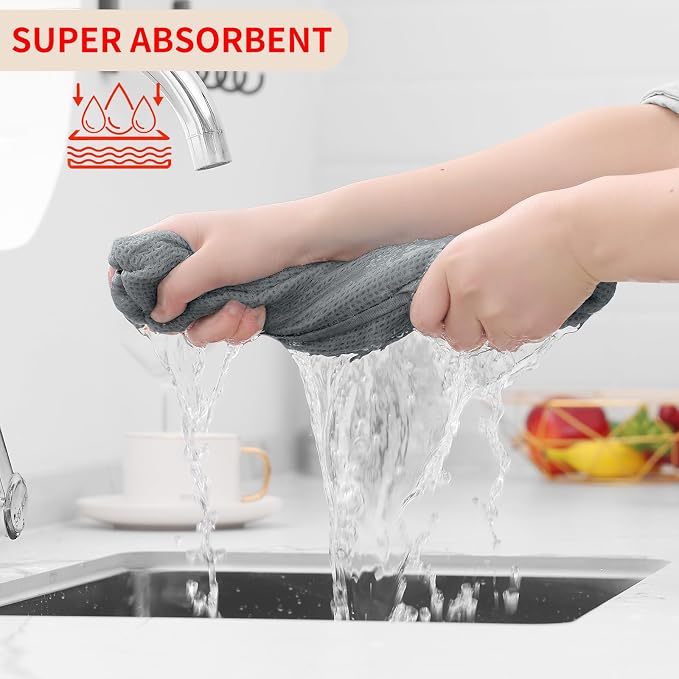Homaxy 100% Cotton Waffle Weave Kitchen Towels, Quick Drying Cleaning Towels - Image 3
