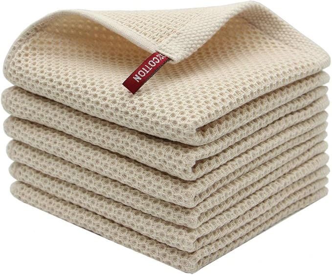 Mia'sDream Natural Cotton Dish Cloths Dish Rags, Waffle Weave Kitchen Dish by MiasDream