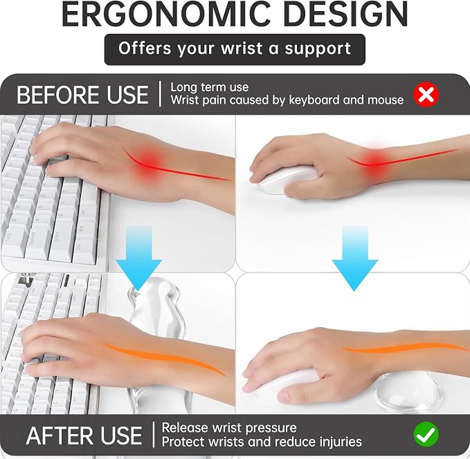Mouse Pad with Wrist Rest, Soft Cloud Gel Keyboard Mouse Pad Set with Hand - Image 2