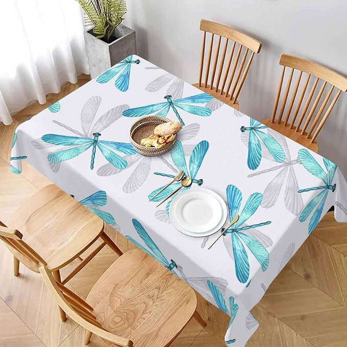 Dragonfly Tablecloths for Rectangle Tables Blue Watercolor Beautiful Dragonfly - Image 3