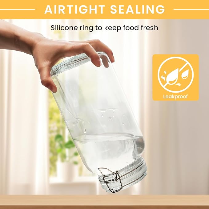 Glass Jars with Airtight Lid, Large Glass Food Storage Jars, 3 Pack Wide Mouth - Image 4