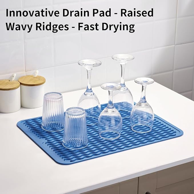 ZLR Silicone Dish Drying Mat for Kitchen Counter, Eco-Friendly Fast Dry Dish Mat - Image 8