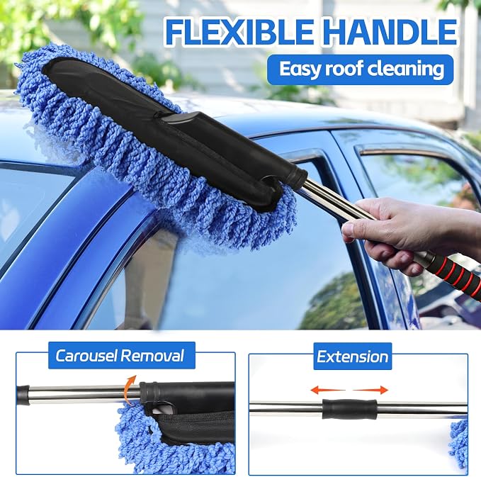 Wuyaoyao 2PCS Car Duster Set, Soft Microfiber Car Duster Interior Exterior - Image 3
