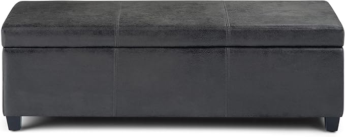 SIMPLIHOME Avalon 48 inch Wide Contemporary Rectangle Storage Ottoman Bench in - Image 4