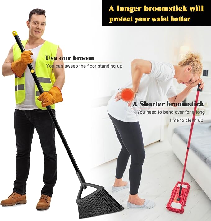 Heavy Duty Broom Outdoor and Indoor, 2 Pack Commercial Angle Brooms - Image 7