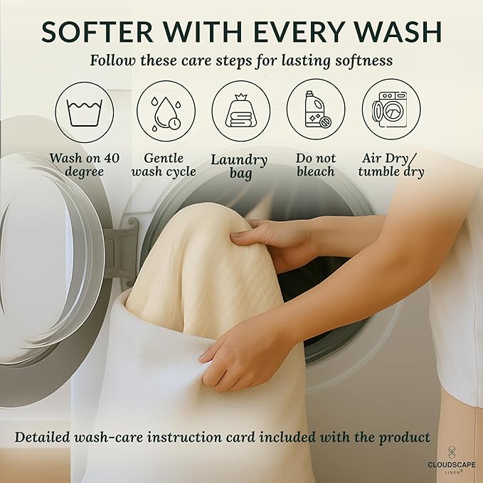 Cloud Scape Linen Extra Large 4 Layer Muslin Throw Blanket - 100% Cotton Gauze, Lightweight & Breathable All Season, Pre-Washed, for Couch & Bed, 50x70, Ivory