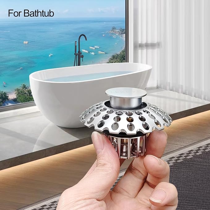 LEKEYE Tub Stopper | Shower Drain Hair Catcher | Bathroom Bathtub Plug | Pop Up - Image 5