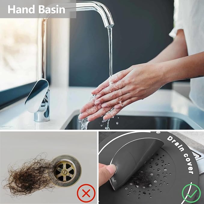 2-in-1 Shower Drain Hair Catcher & Bathtub Drain Cover, Odor-Proof Silicone - Image 4