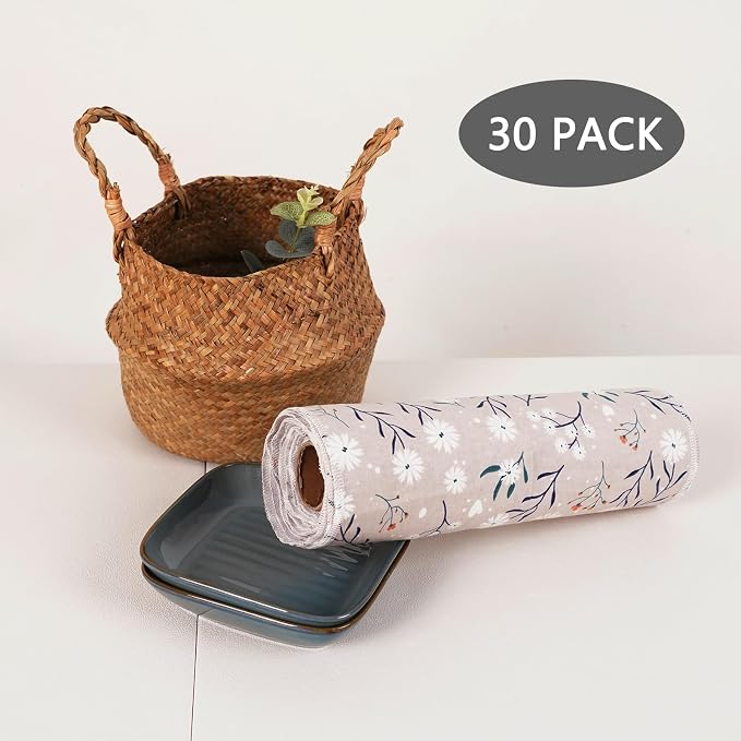 Reusable Dishcloths Kitchen Towels Cotton: 30 Packs 10X10 Washable Roll - Image 6