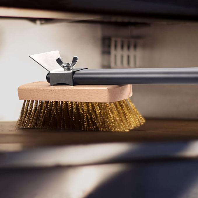 Pizza Oven Brush 7 Inch Brass Bristles Replacement Brush Head and Scraper - Image 8
