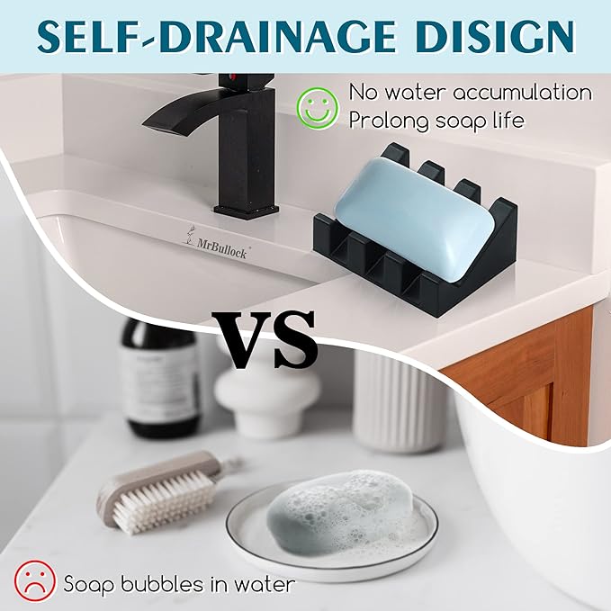 Silicone Soap Dish for Bar Soap Holder for Shower Bathroom Self Draining - Image 4