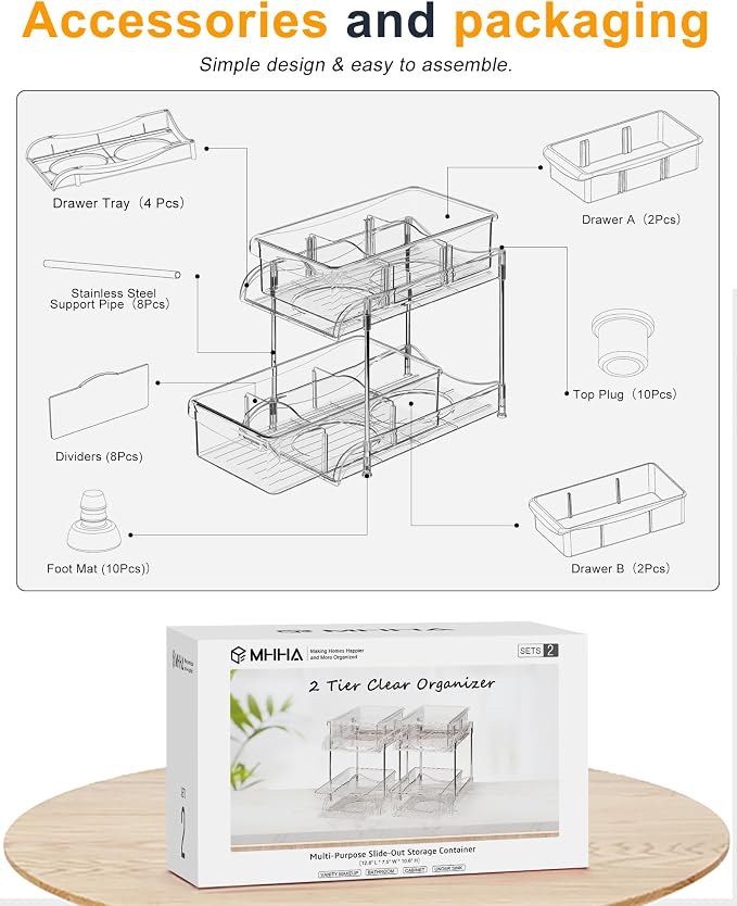 Under Sink Organizer, Bathroom Organizers and Storage, 2 Tier Multi-Use Pull - Image 7
