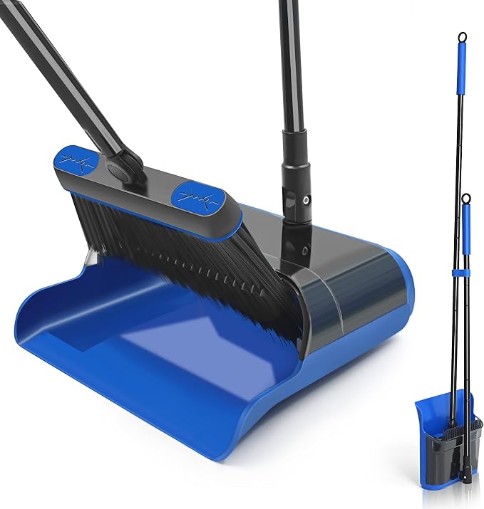 JEHONN Broom and Dust Pan, Upgraded Large Foldable Dustpan by JEHONN