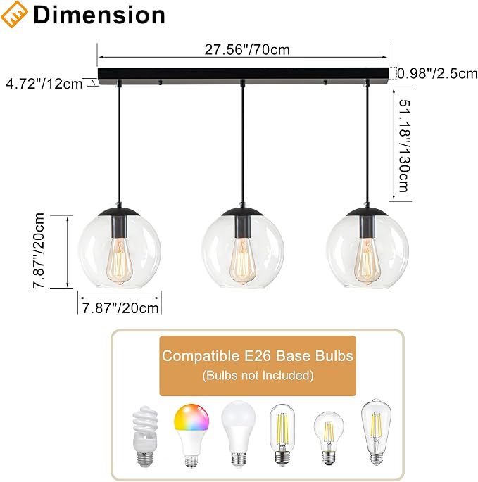 Globe Pendant Light, Modern Hanging Lighting Fixture, Classic Cluster Chandelier - Image 3