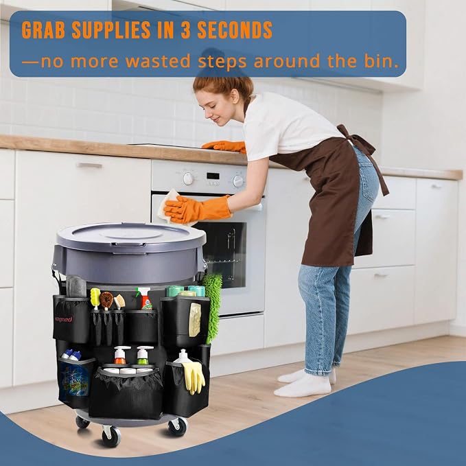 Trash Can Caddy Bag for 32-55 Gallon Garbage Bin, Hongmed Caddy for Commercial - Image 7