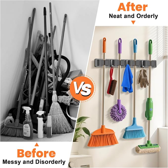 Broom Holder Wall Mount, Mop and Broom Hanger Wall Mount - Image 6