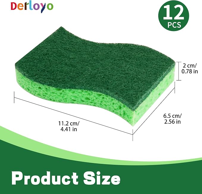 12 Count Heavy Duty Scrub Sponges, Long Lasting Cleaning Sponges - Image 7