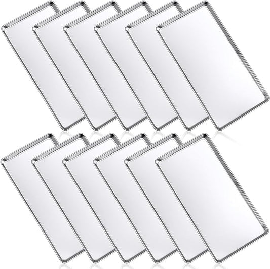 Mimorou 12 Pcs Baking Sheet Stainless Steel Cookie Sheet Small Metal Pans by Mimorou