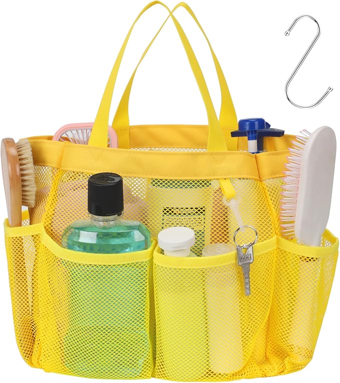 F-color Mesh Shower Caddy Portable, Upgrade Deeper 7 Pockets Shower Bag Basket by F-color