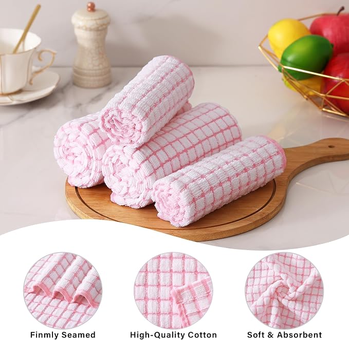 Homaxy Kitchen Towels and Dishcloths Set, 16 x 25 and 12 x 12 Inches, Super - Image 4