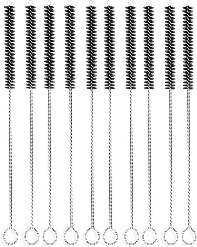 Long Straw Brush, Nylon Pipe Tube Cleaner 10-ihch X 2/5-inch Set of 10 by DESIN