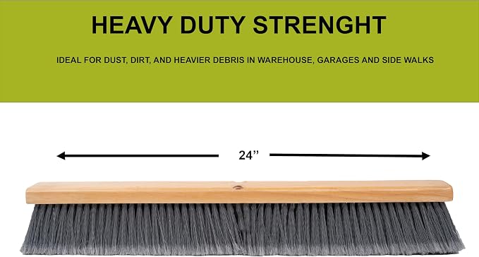 24" Grey Flagged Push Broom - Image 5