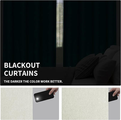 Easy-Going Linen Look Blackout Curtain Grommet Window Curtain Drapes for Bedroom, Living Room Thermal Insulated Room Darkening (2 Panels, 52x84 inch, Beige)