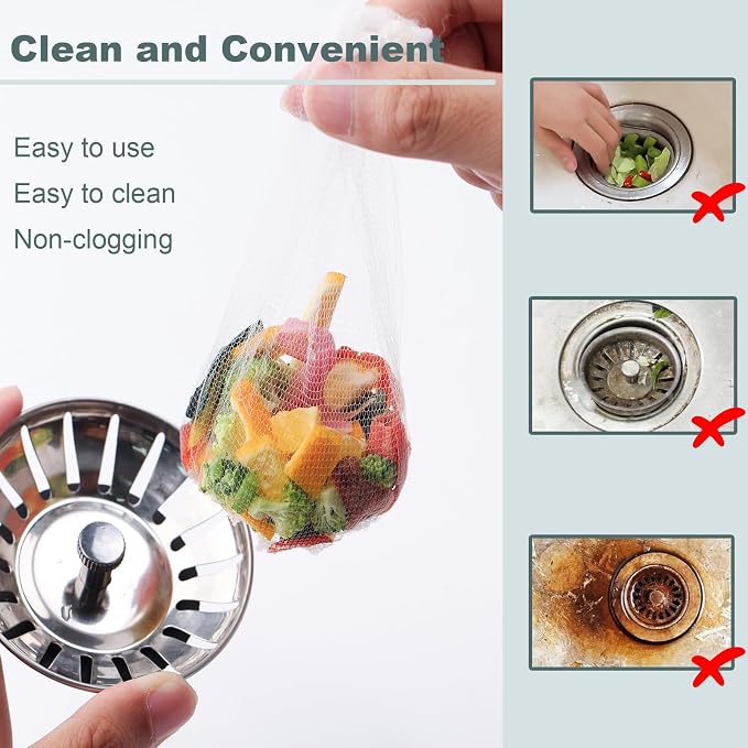400 PCS Disposable Mesh Sink Strainer Bags, Kitchen Sink Strainer Mesh Bag - Image 5