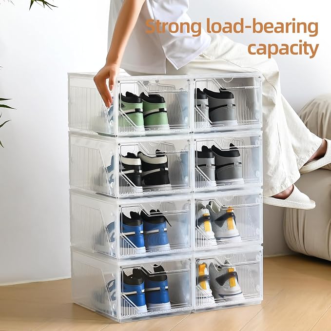 Modular XX-Large Shoe Organizer, Shoe Storage Organizer, 10 Pack Shoe Box Clear - Image 6
