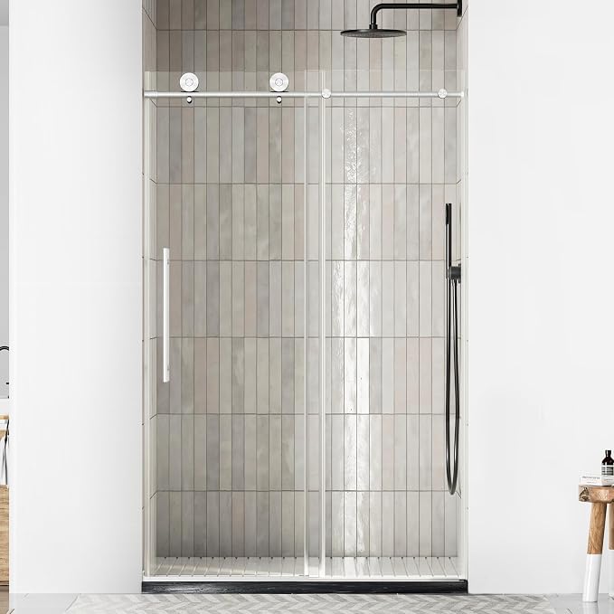 WinZo Frameless Sliding Shower Door 44-48 in W x 76 in H, Bathroom Shower Door - Image 2