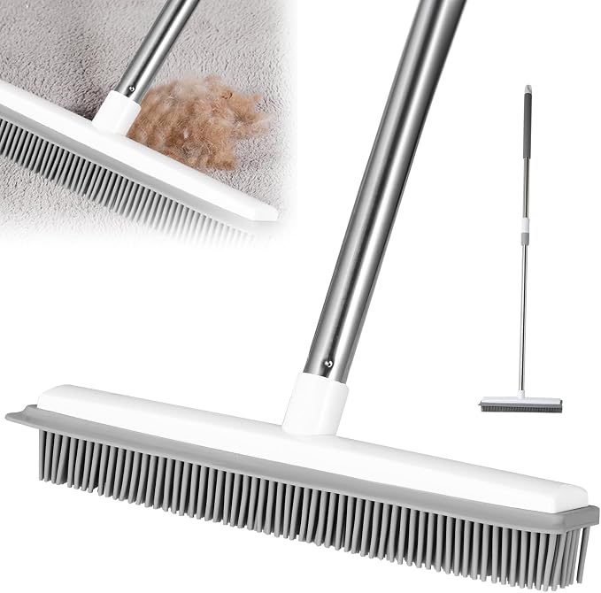 Pet Hair Removal Broom Long Handle Adjustable Carpet Rake Cat Dog Hair Remover by ILSSLI