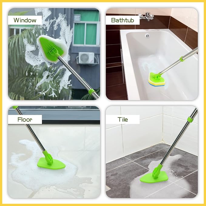 Scrub Cleaning Brush with Long Handle 2 in 1 Extendable Bathroom Floor Brushes - Image 7