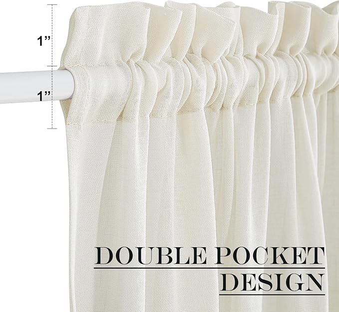 NICETOWN Side Light Door Curtains 40 inch Length Privacy Linen Texture Semi - Image 2