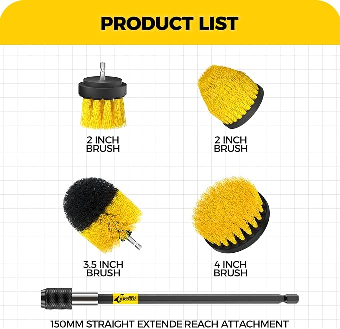 Holikme 5Pack Drill Brush Attachment Set，Power Scrubber Brush Extended Long - Image 5