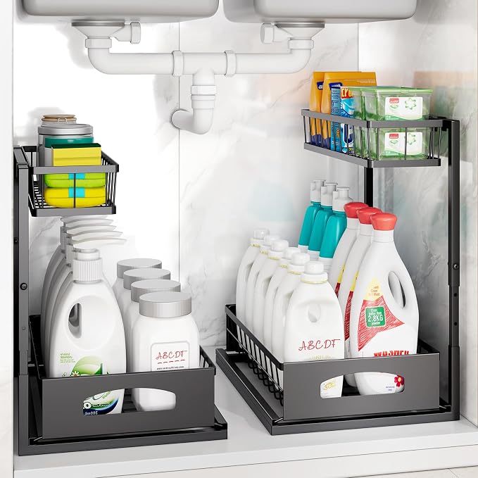 Under Sink Organizer, 2 Pack Height Adjustable Cabinet Organizer - Image 9