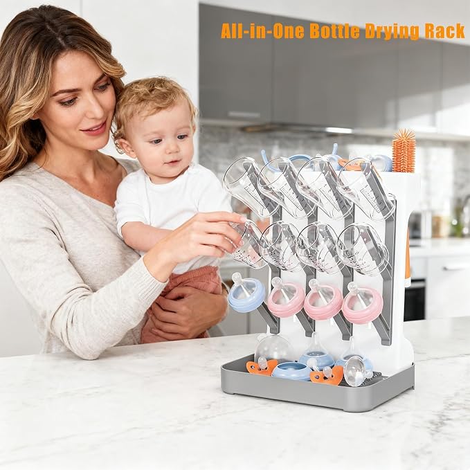 Baby Bottle Drying Rack, Vertical Bottle Rack Dryer Space Saving Bottle Drying - Image 3
